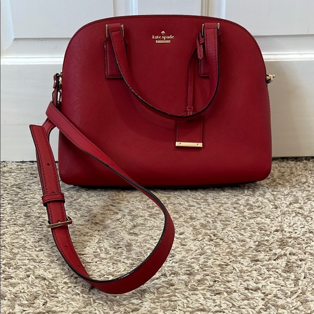 kate spade Red Dome Satchel with Removable Strap